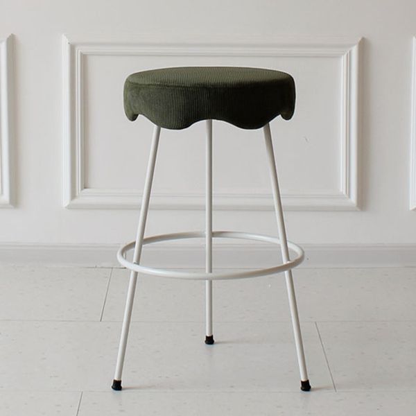 Modern Armless Backless Counter Stool Iron Cafe Bar Stool with Flannel Cushion and Pedal Clearhalo 'Bar Furniture' 'Bar Stools' 'bar_stools' 'furn' 'furn_bar_stools' 'Furniture' 'furniture_bar_stools' 'Kitchen & Dining Furniture' 1200x1200_c64603dd-68ec-41e6-a703-8cc6897e2a23