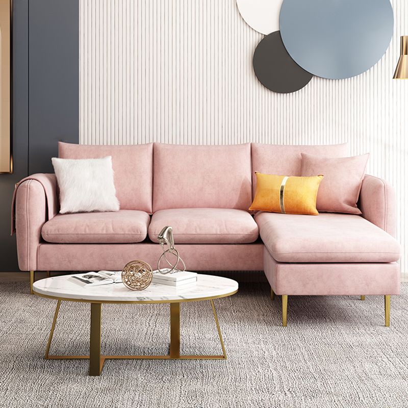 Scandinavian Velvet Sofa with 3 Pillows and Storage for Apartment Clearhalo 'furn' 'furn_sectionals' 'Furniture' 'furniture_sectionals' 'kitchen' 'kitchen_sectionals' 'Living Room Furniture' 'Sectionals' 1200x1200_c647b3cf-ce2c-49e8-b2cd-7178bba2ad4c