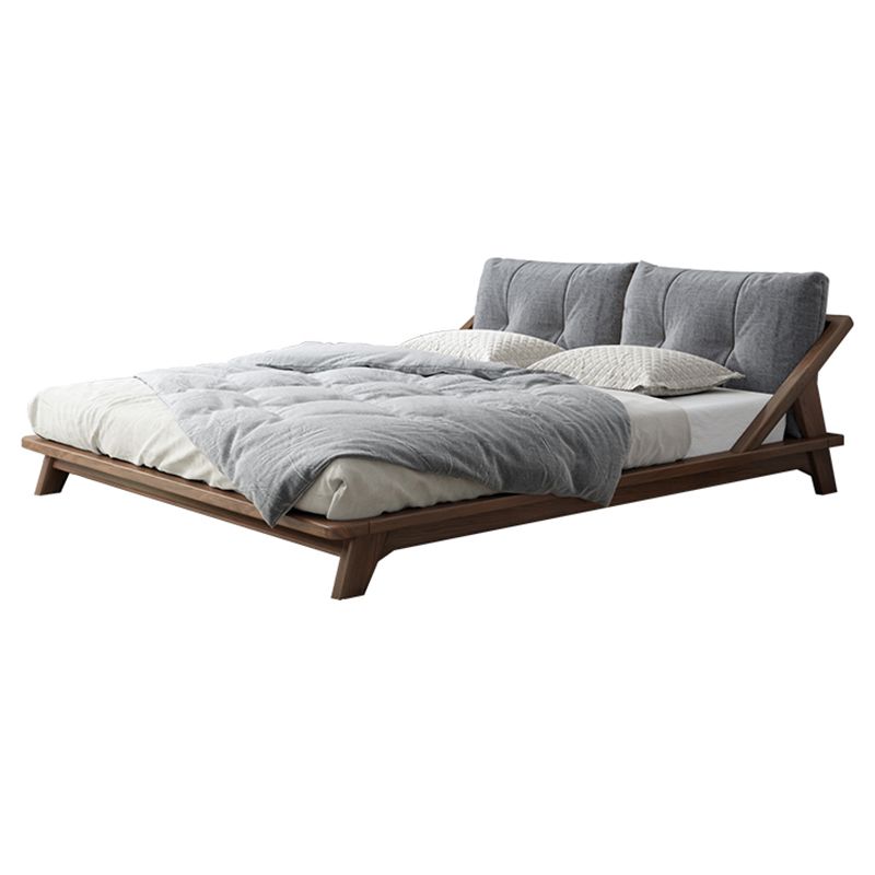 Midden-eeuws modern bedframe massief houten standaard bed as gestoffeerd hoofdeinde hoofdeinde