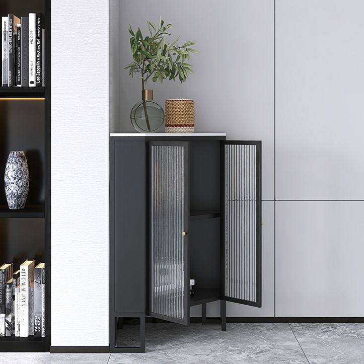 35.5 "H Modern Stone Buffet aparador 2 Puertas de vidrio Servidor de buffet de comedor