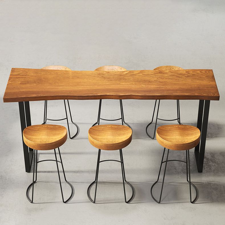 Brown Modern Style Bar Table in Solid Wood and Iron Coffee Shop Bar Table Clearhalo 'Bar Furniture' 'Bar Tables' 'bar_tables' 'furn' 'furn_bar_tables' 'Furniture' 'furniture_bar_tables' 'Kitchen & Dining Furniture' 1200x1200_c649a63e-f76b-48a9-9014-b8007839a901