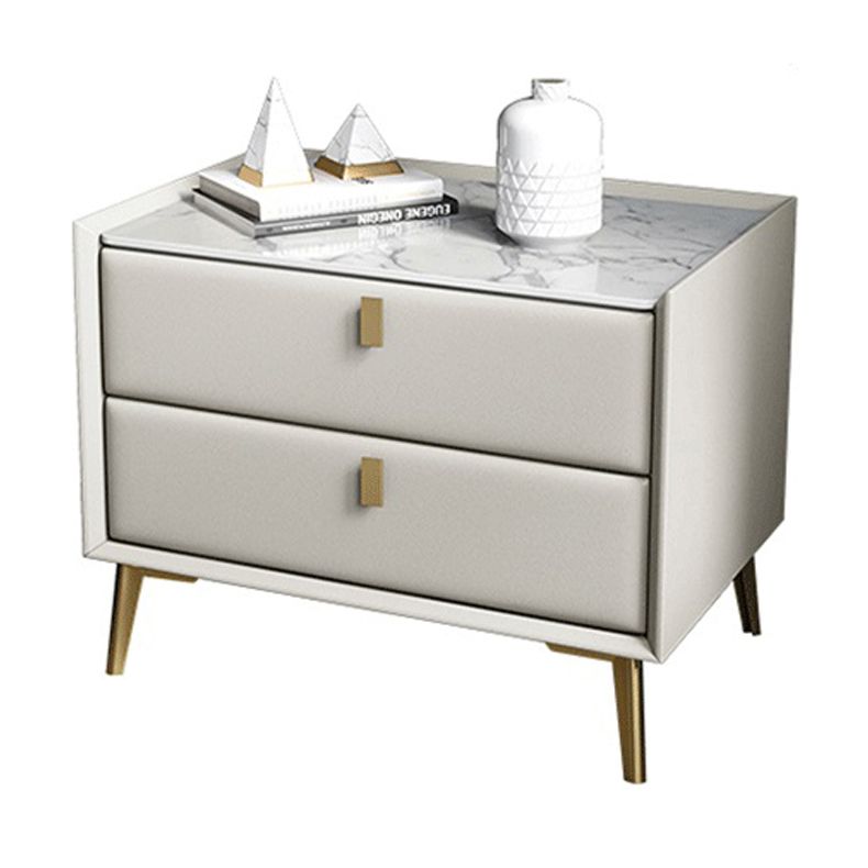 Comodino moderno di accento comodino in legno massiccio con 2 cassetti