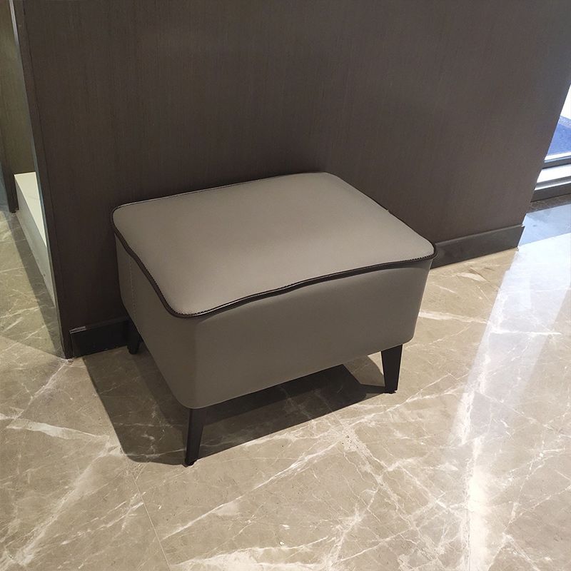 Mid-Century Modern Pouf Ottoman Faux Leather Upholstered Rectangle Ottoman with Chair Legs Clearhalo 'furn' 'furn_ottomans_poufs' 'Furniture' 'Living Room Furniture' 'Ottomans & Poufs' 'ottomans_poufs' 1200x1200_c64cc725-e7a2-4152-97e3-95eac48d6dca