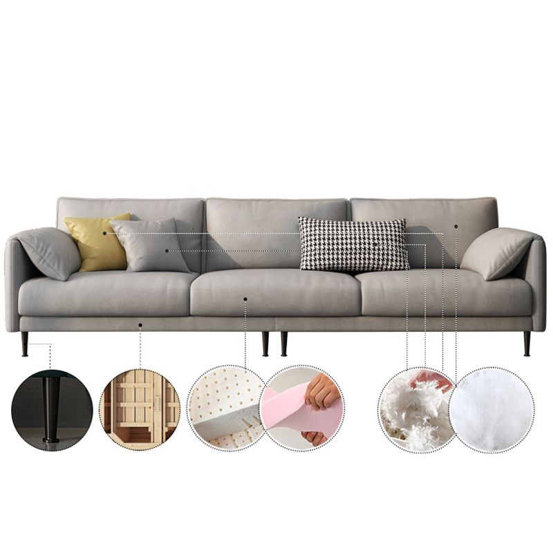 フェイクレザークッションソファコンテンポラリーピロートップアーム標準ソファ