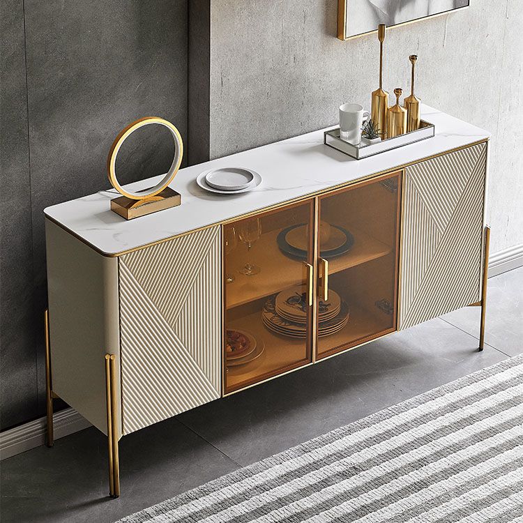 Sideboard in pietra da pranzo a buffet lucido glam con gambe