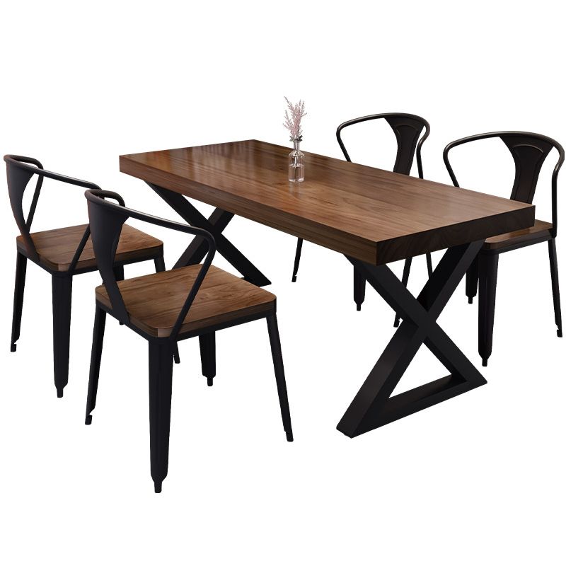 Solid Wood Dining Table Industrial Style Dining Table with Black Frame Clearhalo 'Dining Tables & Seating' 'Dining Tables' 'dining_table' 'furn' 'furn_dining_table' 'Furniture' 'Kitchen & Dining Furniture' 1200x1200_c651ce71-56e3-4aee-9178-3b08d16f7206
