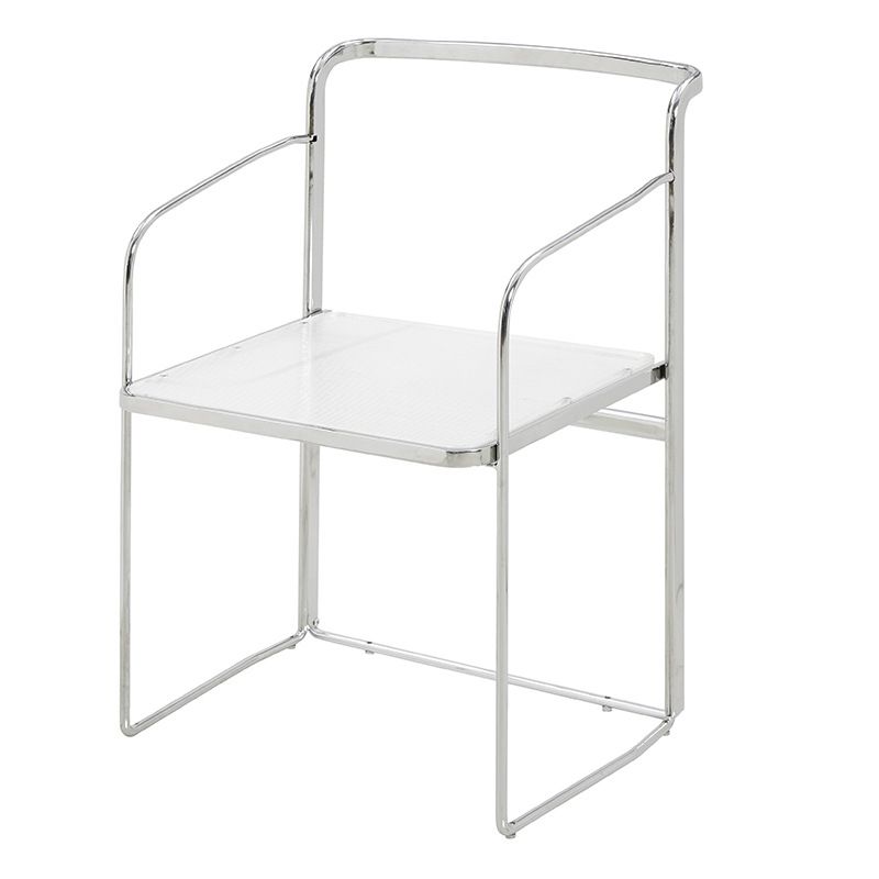 Sillas de comedor de cocina de metal silla lateral de comedor abierta en plata