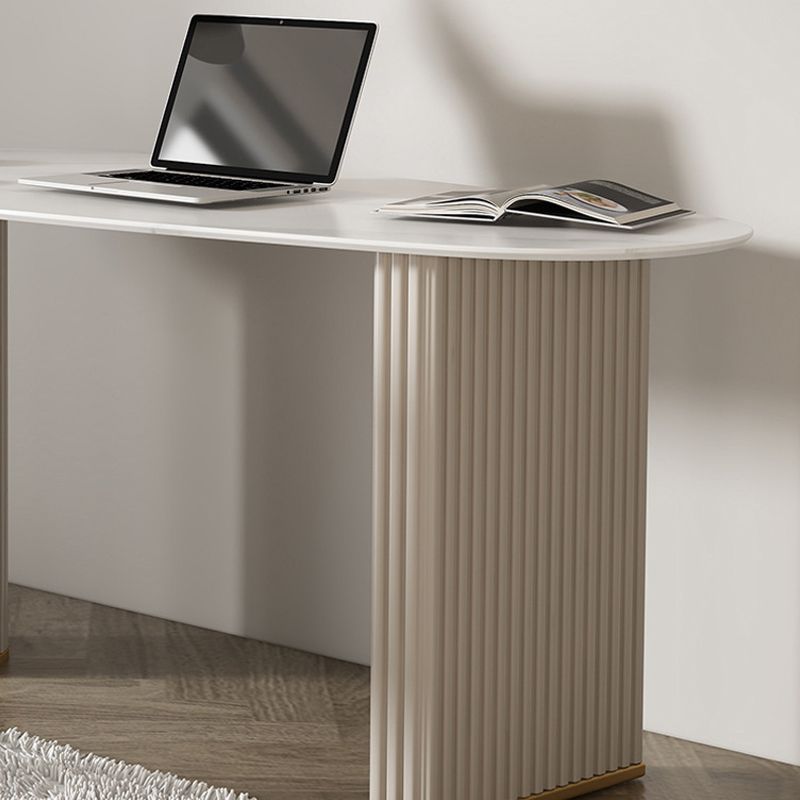 23 "Wide Glam Executive Desk White Office Desk met metalen benen