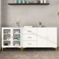 Engineered Wood Glam Buffet Stand Glass Doors Adjustable Shelving Sideboard Cabinet Clearhalo 'buffet_sideboard' 'Buffets & Sideboards' 'Furniture' 'furniture_buffet_sideboard' 'Kitchen & Dining Furniture' 1200x1200_c6538b31-02e2-440e-b7f2-21590ad54e52