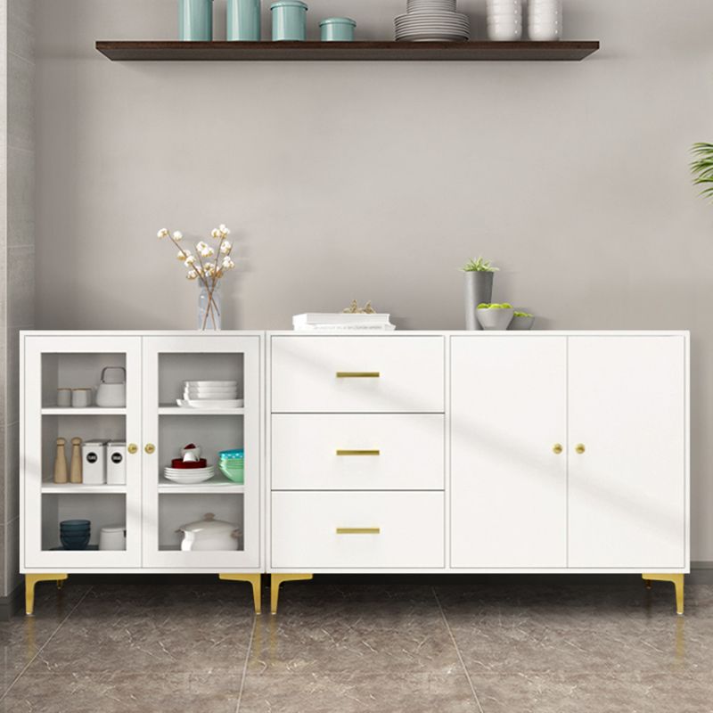 Engineered Wood Glam Buffet Stand Glass Doors Adjustable Shelving Sideboard Cabinet Clearhalo 'buffet_sideboard' 'Buffets & Sideboards' 'Furniture' 'furniture_buffet_sideboard' 'Kitchen & Dining Furniture' 1200x1200_c6538b31-02e2-440e-b7f2-21590ad54e52