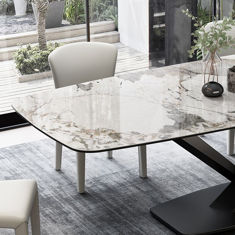 Metal Contemporary Rectangular Dining Table Sintered Stone Dining Table for Dining Room Clearhalo ' dining_table' 'Dining Tables & Seating' 'Dining Tables' 'furn' 'furn_dining_table' 'Furniture' 'furniture_dining_table' 'Kitchen & Dining Furniture' 'kitchen&dining_furn' 'kitchen' 'kitchen_dining_table' 1200x1200_c654ea2b-5625-406f-951e-33aeb05fb493