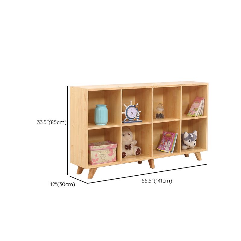 Wooden Natural Bookcase Contemporary Closed Back Standard Bookshelf