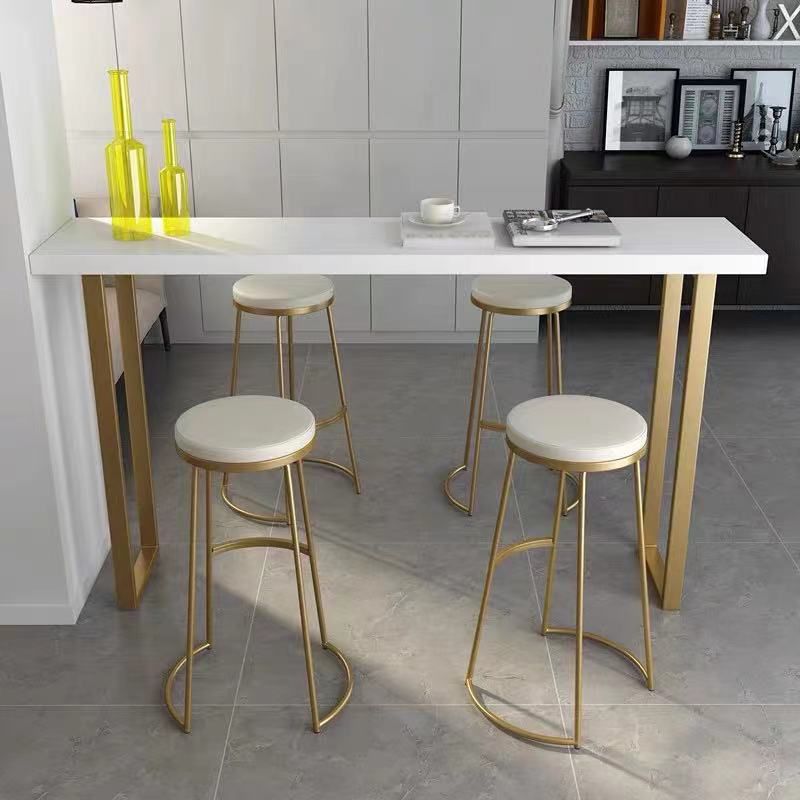 White Glam Style Bar Table in Metal and Faux Marble Bar Table Milk Tea Shop Bar Table Clearhalo 'Bar Furniture' 'Bar Tables' 'bar_tables' 'furn' 'furn_bar_tables' 'Furniture' 'furniture_bar_tables' 'Kitchen & Dining Furniture' 1200x1200_c659d03a-d64c-4e32-a424-12e2b0fff1c8