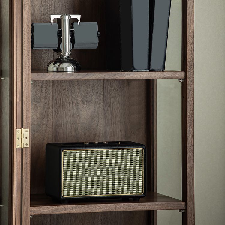 66.9" Tall 2-Drawer Accent Cabinet Solid Wood Glass Paned Side Cabinet in Walnut Brown Clearhalo 'Cabinets & Chests' 'cabinets_chests' 'furn' 'furn_cabinets_chests' 'Furniture' 'Living Room Furniture' 1200x1200_c65a0b21-b391-4031-bedd-bc639c167cab