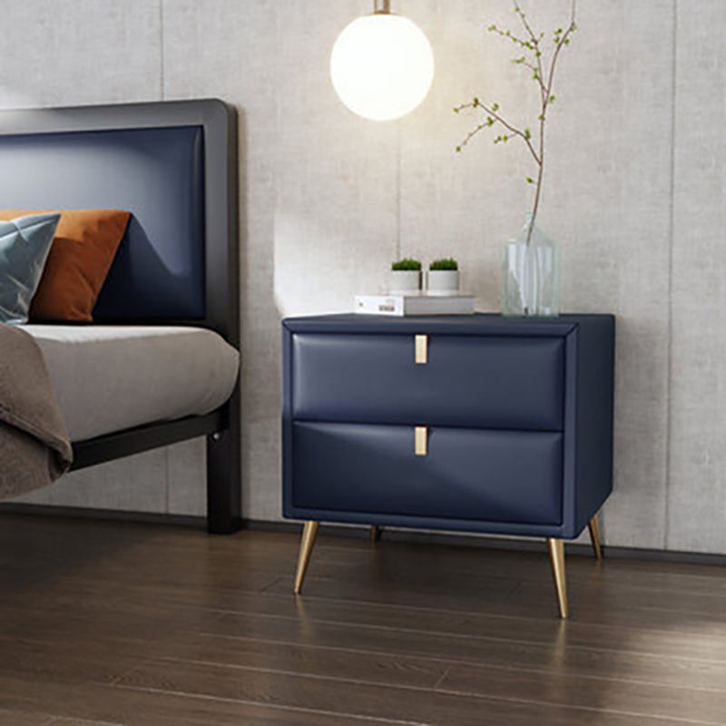 Las patas del gabinete de la cama de cuero falso incluyen la mesa nocturna de 2-Drawer de 19 "69