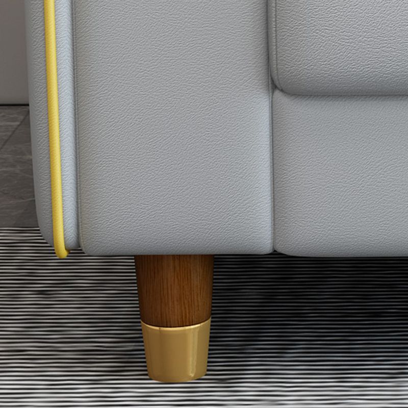 Nordic Leather Sofa with Bolster Pillows Single Cushion Seat Square Arm for Living Room Clearhalo 'furn' 'furn_sofas' 'Furniture' 'furniture_sofas' 'kitchen' 'kitchen_sofas' 'Living Room Furniture' 'Sofa' 'sofas' 1200x1200_c65bf071-fb07-42f4-9134-277395931cfb