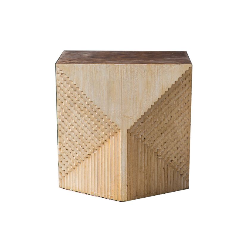 Tavolo laterale rustico in legno da 23,62 pollici Tavolino naturale in finitura in difficoltà