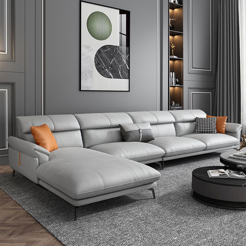 Modernismus Flared Arm Sectional 4-Sitzer Faux Lederabschnitt