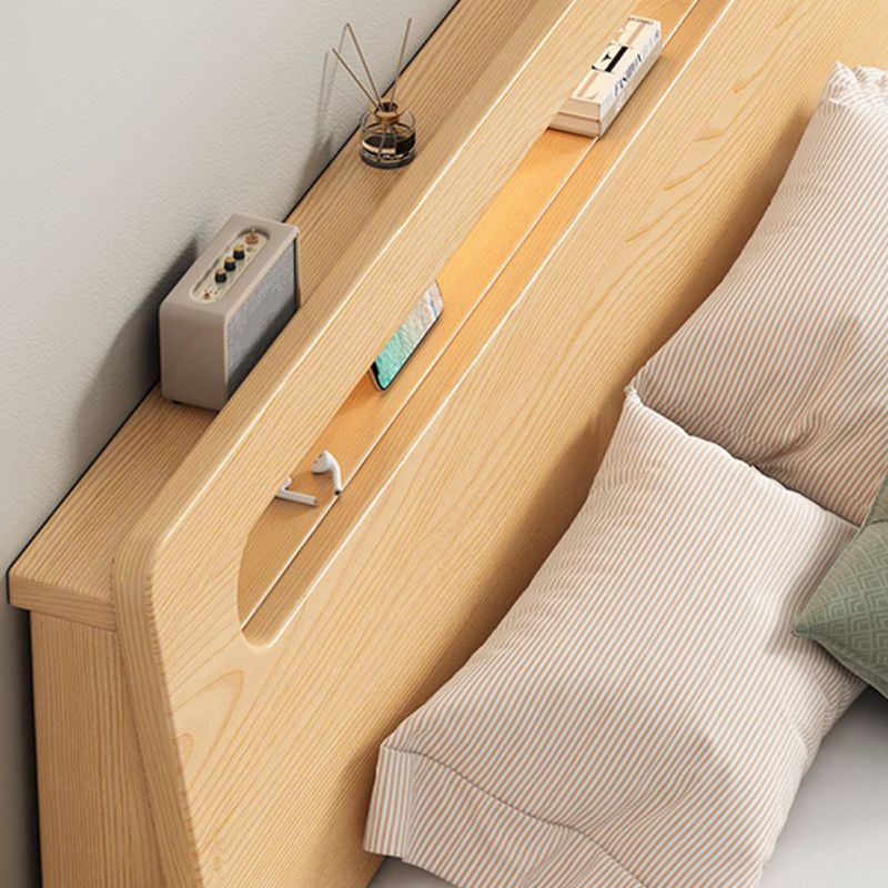 Eigentijds standaard bed massief houten opbergpaneel bed met hoofdeinde