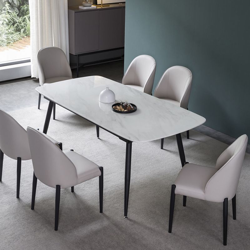 Industrial Faux Leather Chair Armless Side Chairs with Metal Legs for Home Use