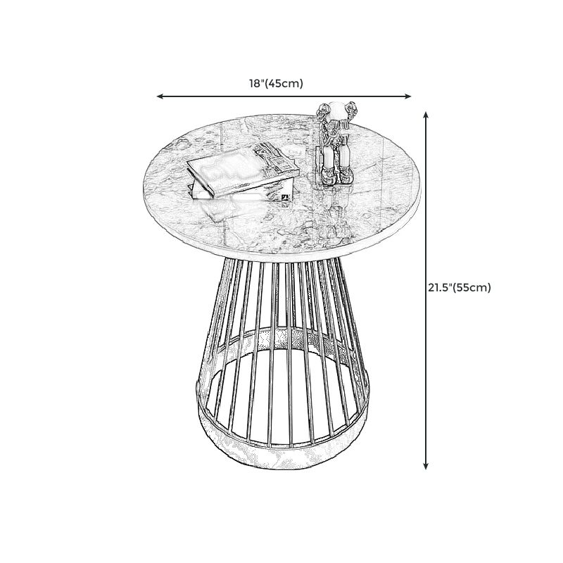 21.6"H Modern Metal Frame Base Slate Round Coffee Table End Table