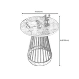 21.6"H Modern Metal Frame Base Slate Round Coffee Table End Table