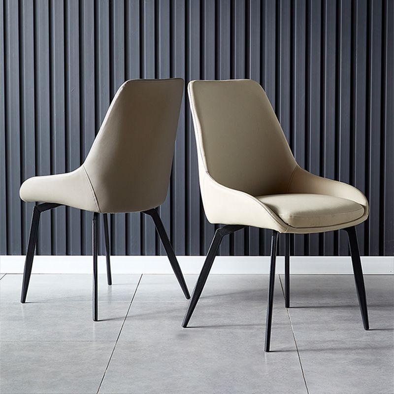 Modern Restaurant Leather Side Chair Matte Finish Parsons Dining Chair with Black Legs Clearhalo ' kitchen&dining_furn' 'Dining Chairs' 'Dining Tables & Seating' 'dining_chair' 'furn' 'furn_dining_chair' 'Furniture' 'furniture_dining_chair' 'Kitchen & Dining Furniture' 'kitchen' 1200x1200_c663d27a-352a-4493-91de-15e0c374fa0d