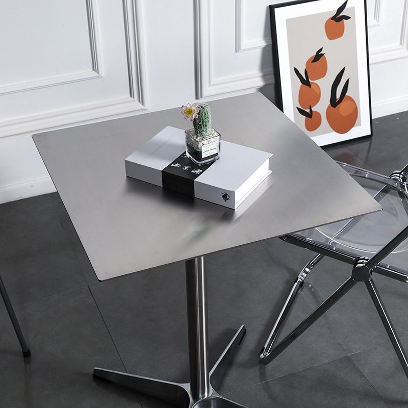 Stainless Steel Industrial Dining Table Pedestal Table for Dinning Room Clearhalo ' dining_table' 'Dining Tables & Seating' 'Dining Tables' 'Furniture' 'furniture_dining_table' 'Kitchen & Dining Furniture' 'kitchen&dining_furn' 'kitchen' 'kitchen_dining_table' 1200x1200_c6647cf1-8eca-4695-8e71-78b7e1754d8b