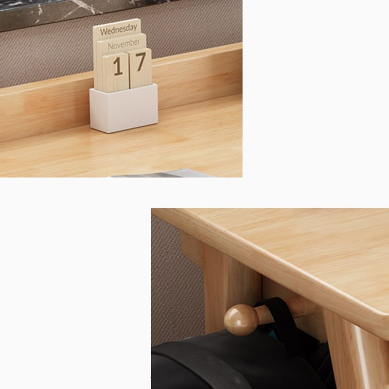 Bureau de bureau en bois de caoutchouc 2 tiroirs en bois massif home écriture avec étagère