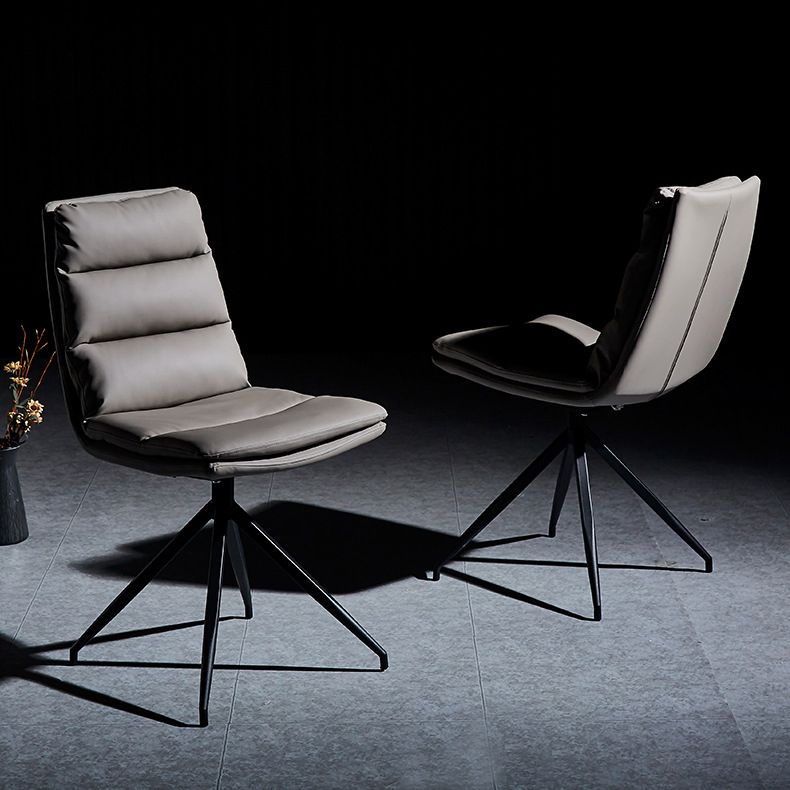 Industrial Style Solid Back Armless Chairs Microfiber Leather Dining Chairs (Set of 4) Clearhalo ' kitchen&dining_furn' 'Dining Chairs' 'Dining Tables & Seating' 'dining_chair' 'furn' 'furn_dining_chair' 'Furniture' 'furniture_dining_chair' 'Kitchen & Dining Furniture' 'kitchen' 1200x1200_c6681613-2dc7-4de2-8798-1d19f126fe27