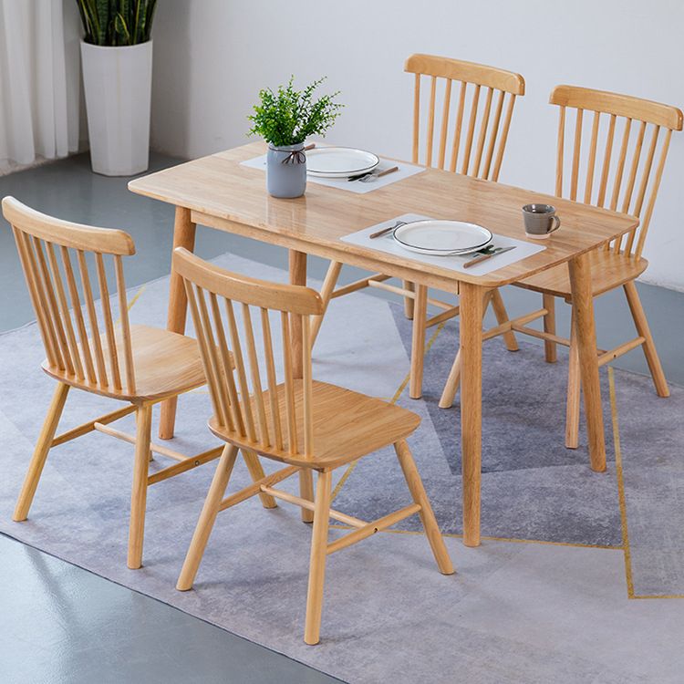 Solid Wood Dining Table Rectangle Contemporary Dining Table with 4 Legs