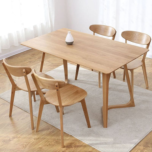 Modern Armless Backrest Wood Chair with Oak Legs for Dining Room