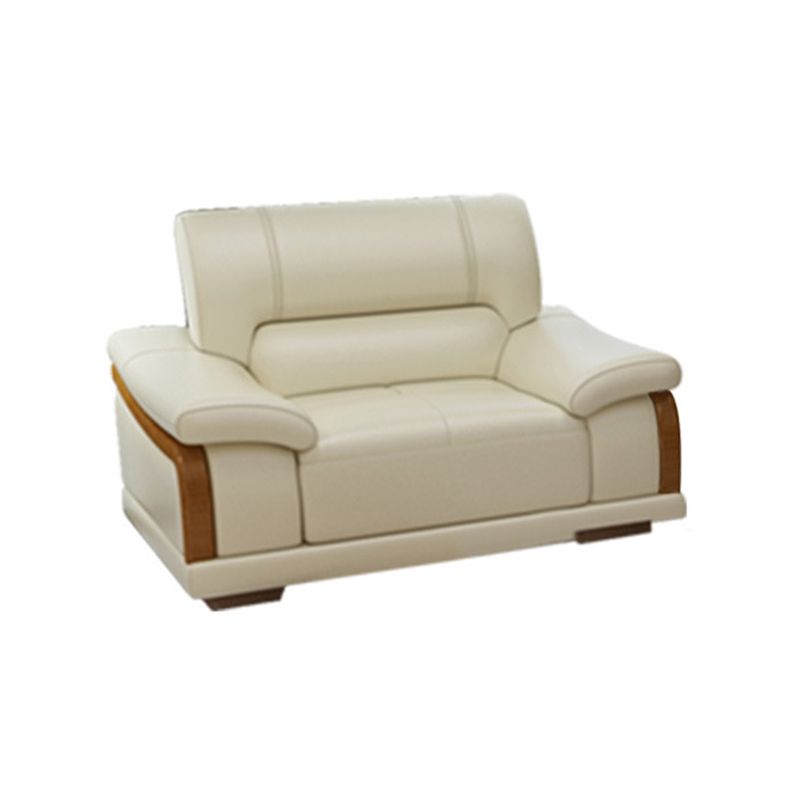 Nordic Style Sofa Bed Leather in Beige/grey/beige Cushioned Back Sofa