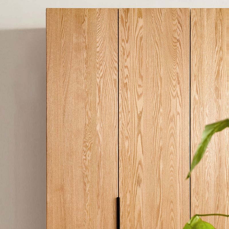 Massive Holzrahmen Garderobe freistehende Garderobe Armoire mit Regalen und Kleidungsschiene