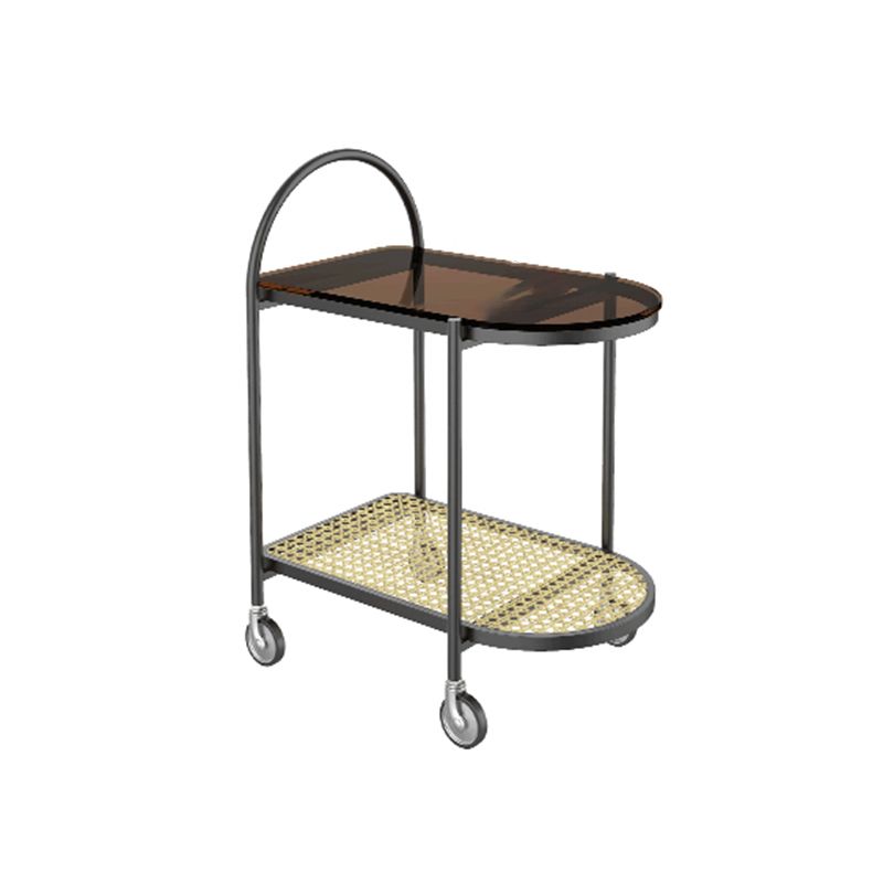 23.62" Wide Metal Side Table Oval Glass Top Sofa Side Accent Table