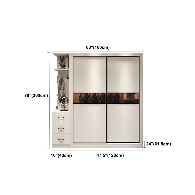 White Contemporary Wardrobe Cabinet Wooden Wardrobe Armoire for Home Clearhalo 'Armoires & Wardrobes' 'armoires_wardrobes' 'Bedroom Furniture' 'furn' 'furn_armoires_wardrobes' 'Furniture' 1200x1200_c6710434-c8b3-43fb-8b44-ad77098a8de7
