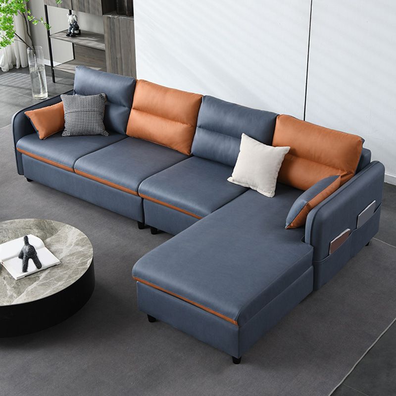 Modern Faux Leather Sectional Square Arm for Living Room with Storage Clearhalo 'furn' 'furn_sectionals' 'Furniture' 'furniture_sectionals' 'kitchen' 'kitchen_sectionals' 'Living Room Furniture' 'Sectionals' 1200x1200_c6725d98-3f28-4ec3-9c57-a2cfe702f6bd