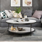 17.7" H Glam Round Slate Coffee Table Metal 4 Legs Cocktail Table with Shelf Clearhalo 'Coffee & Accent Tables' 'Coffee Tables' 'coffee_tables' 'furn' 'furn_coffee_tables' 'Furniture' 'Living Room Furniture' 1200x1200_c672d578-6cbc-46da-b6db-26f4ba3d2920