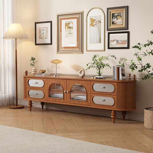 Console TV in legno massello Console tradizionale TV console con cassetti