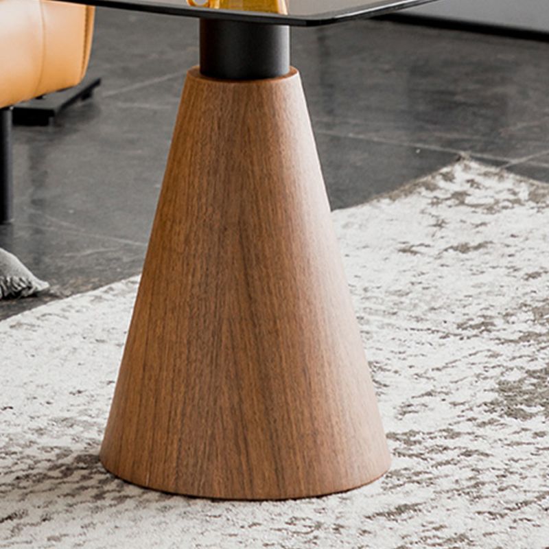 Square Glass Top Coffee Table in Brown Modern Pedestal Cocktail Table Clearhalo 'Coffee & Accent Tables' 'Coffee Tables' 'coffee_tables' 'furn' 'furn_coffee_tables' 'Furniture' 'Living Room Furniture' 1200x1200_c673d228-3fe5-457b-8503-1c1cd02aa2bc