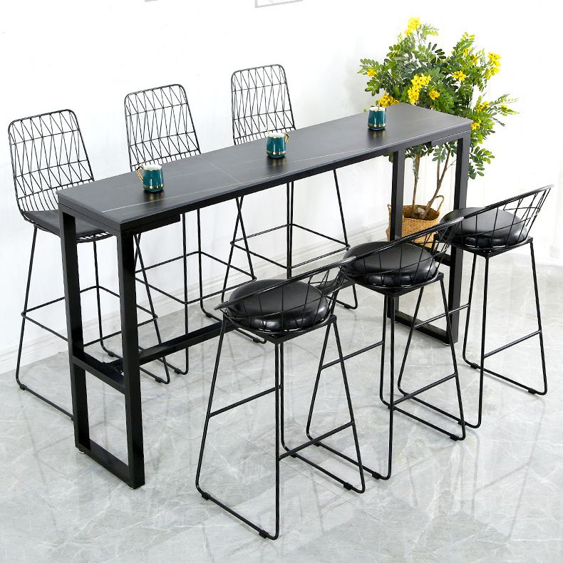 Modern Style Stone Bistro Bar Table Rectangle Metal Base Bar Table Clearhalo 'Bar Furniture' 'Bar Tables' 'bar_tables' 'furn' 'furn_bar_tables' 'Furniture' 'Kitchen & Dining Furniture' 1200x1200_c67471de-020f-4bdb-8c98-f4cde112fffc