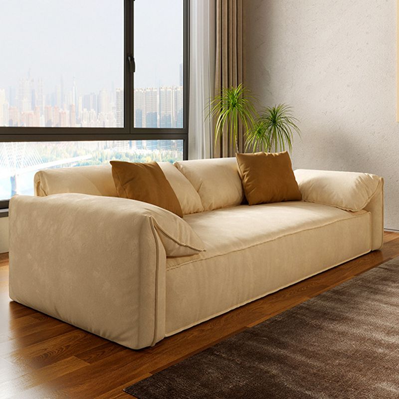 Ivory Faux Leather Sofa Wear-resistant Sewn Pillow Back Sofa Clearhalo 'furn' 'furn_sofas' 'Furniture' 'Living Room Furniture' 'Sofa' 'sofas' 1200x1200_c674b436-3478-4bd2-91d6-9dab1df375ea