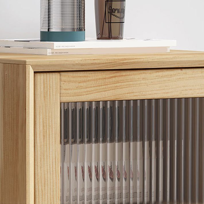 Modern rubberwood accentkast uit het midden van de eeuw met glazen deur