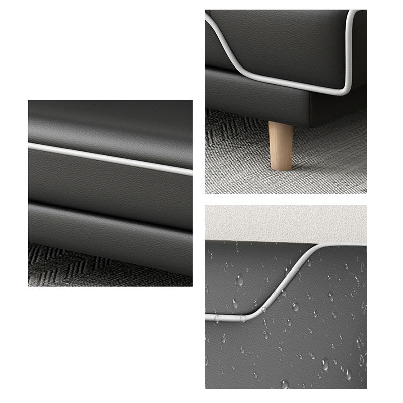 コンテンポラリースタイル33.46 "背の高いソファベッドフェイクレザーコンバーチブルソファ