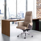 High Back Taupe Leather Office Chair Chrome Frame Task Chair