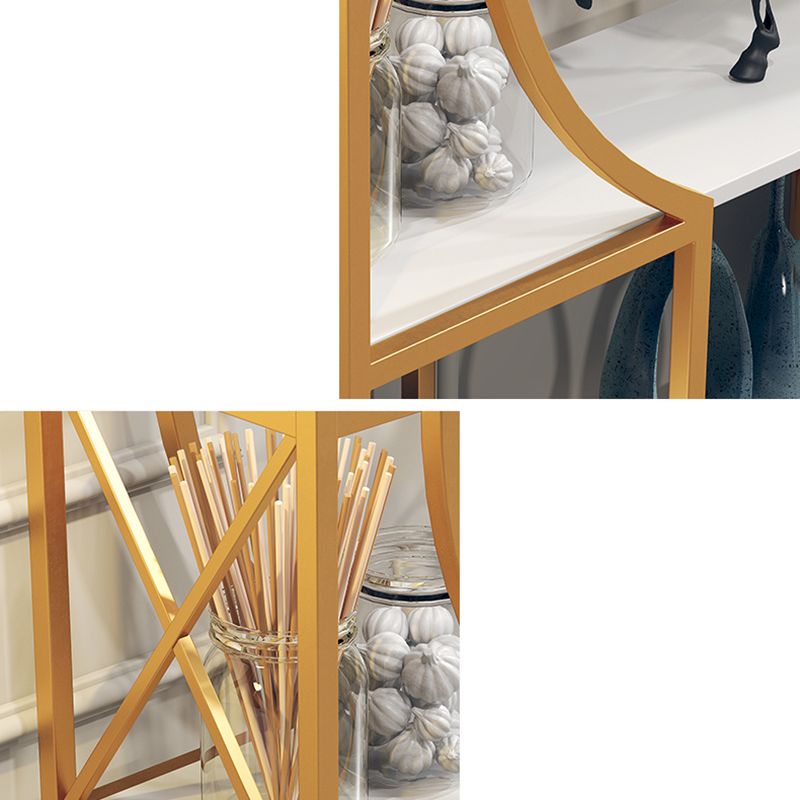 Engineered Wood and Metal Bookshelf Gold Glam Bookcase Open Shelf