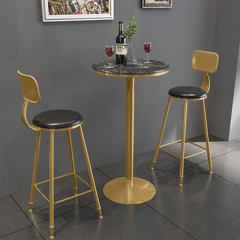 Glam Style Iron Bar Table Round Top Indoor Pedestal Bistro Table - 21"W x 41"H Clearhalo 'Bar Furniture' 'Bar Tables' 'bar_tables' 'furn' 'furn_bar_tables' 'Furniture' 'furniture_bar_tables' 'Kitchen & Dining Furniture' 'kitchen&dining_furn' 'kitchen' 1200x1200_c677a16a-edc4-4515-8438-3fd2575e9d07
