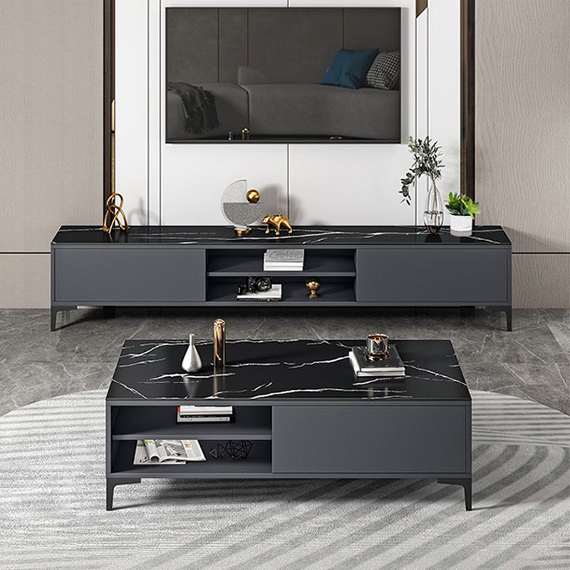 Glam TV Media Console a 2 porte Glass Top Media Console TV Stand