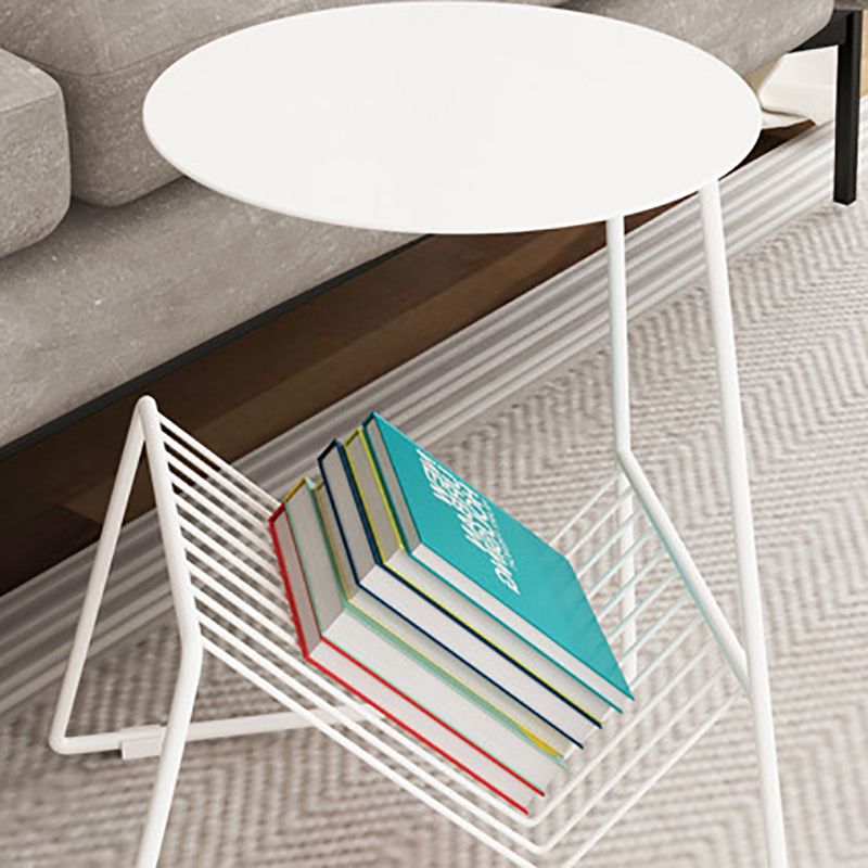 Metallic Frame End Table with Storage Round Accent Side Table Clearhalo 'Coffee & Accent Tables' 'End & Side Tables' 'end_side_tables' 'furn' 'furn_end_side_tables' 'Furniture' 'Living Room Furniture' 1200x1200_c679b3d6-3464-4789-a163-60a9ebc9de17