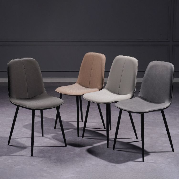 Leather Scandinavian Kitchen Side Chair Matte Finish Solid Back Dining Chair Clearhalo ' kitchen&dining_furn' 'Dining Chairs' 'Dining Tables & Seating' 'dining_chair' 'furn' 'furn_dining_chair' 'Furniture' 'furniture_dining_chair' 'Kitchen & Dining Furniture' 'kitchen' 1200x1200_c679ed3e-f0a7-40e9-8c49-832f7eaf23e0